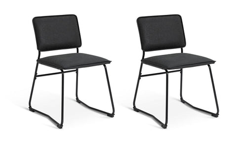 Habitat Loft Living Pair of Faux Leather Dining Chairs-Black