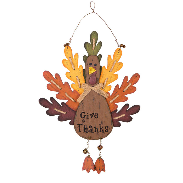 Handcrafted Wooden "Give Thanks" Turkey Wall Hanging Decor