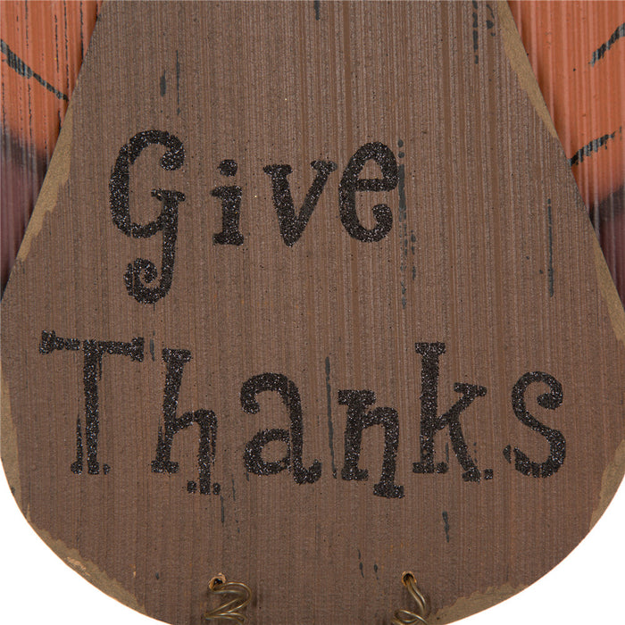 Handcrafted Wooden "Give Thanks" Turkey Wall Hanging Decor