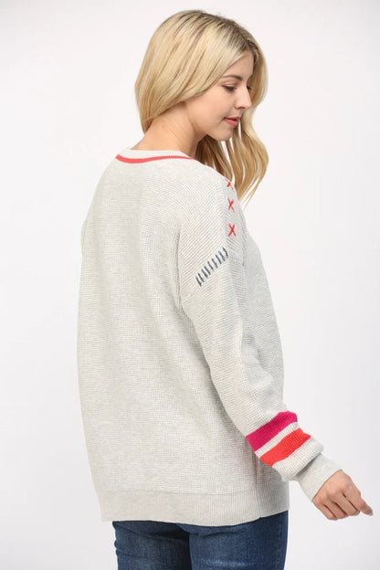 HEART EMBROIDERED CARDI