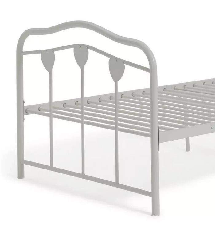 Hearts Single Metal Bed Frame - White ( B Grade 21231 )