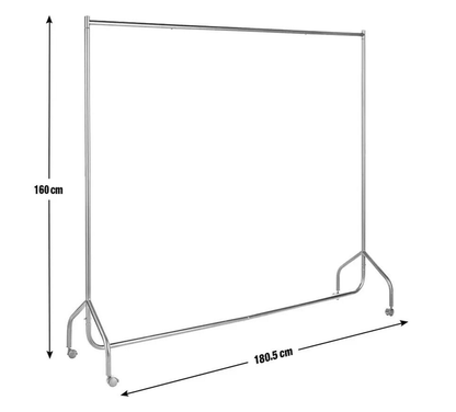 Heavy Duty 6ft Wide Clothes Rail - Black | Strong Garment Hanging Stand Storage