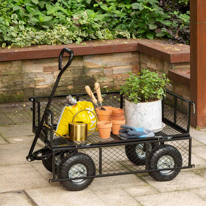 Heavy Duty Black Steel Utility Garden Cart, 550 lbs Weight Capacity
