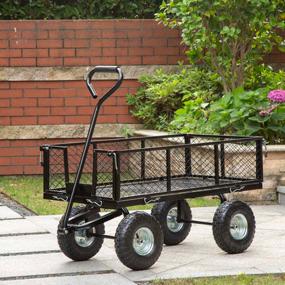 Heavy Duty Black Steel Utility Garden Cart, 550 lbs Weight Capacity