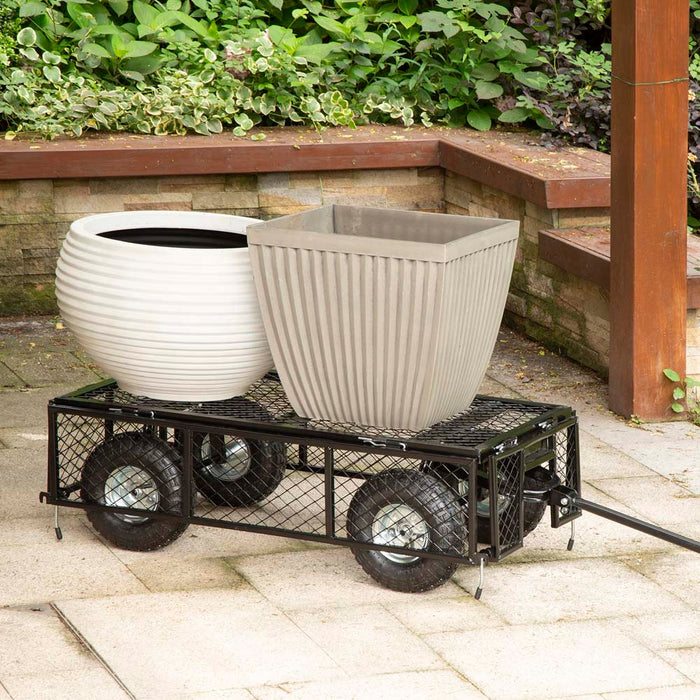 Heavy Duty Black Steel Utility Garden Cart, 550 lbs Weight Capacity