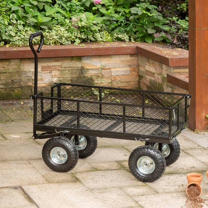 Heavy Duty Black Steel Utility Garden Cart, 550 lbs Weight Capacity