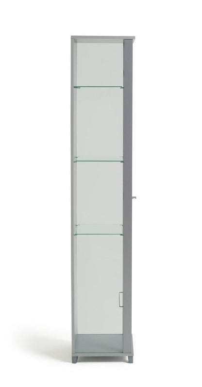 Home 1 Door Glass Display Cabinet - Silver | Modern Home Showcase