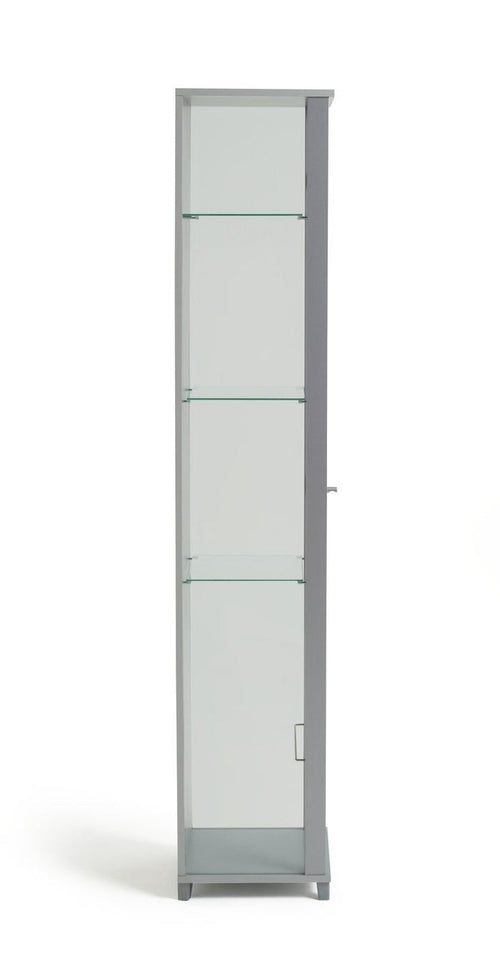 Home 1 Door Glass Display Cabinet - Silver | Modern Home Showcase