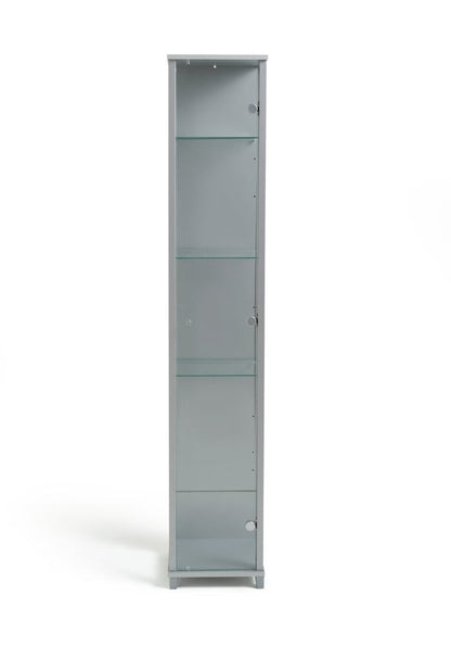 Home 1 Door Glass Display Cabinet - Silver | Modern Home Showcase