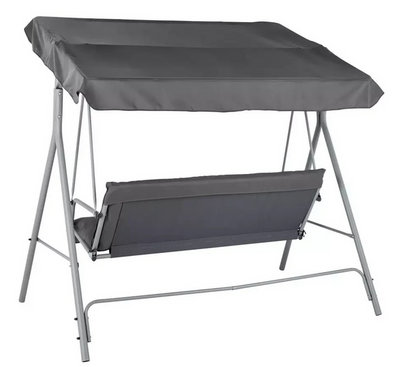 Home 3 Seater Metal Garden Swing Chair Grey | Outdoor Patio Swing Seat Furniture