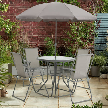 Home 4 Seater Metal Patio Set - Light Grey | Outdoor Garden Furniture