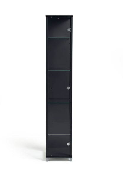 Home 4 Shelf 1 Door Display Cabinet - Black | Minimalist Interior Look
