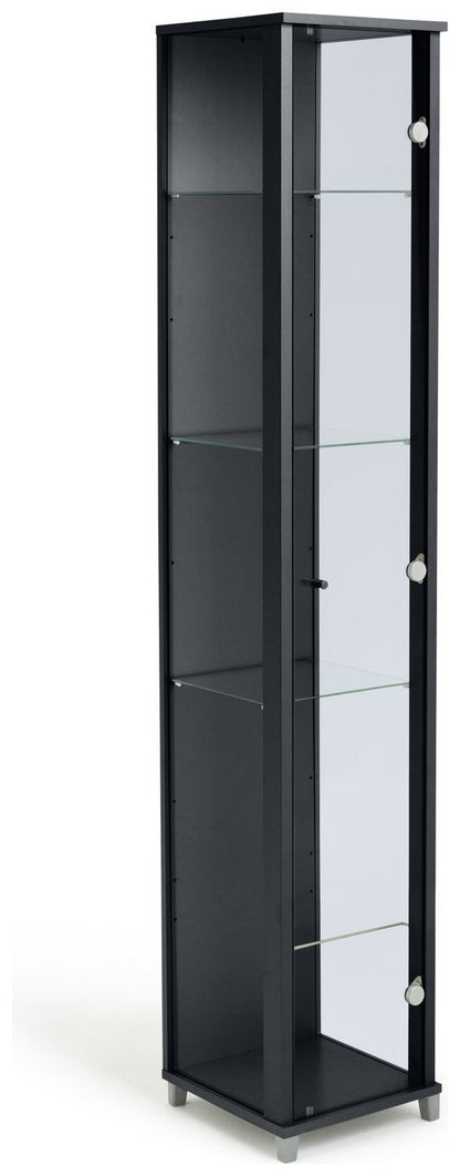 Home 4 Shelf 1 Door Display Cabinet - Black | Minimalist Interior Look
