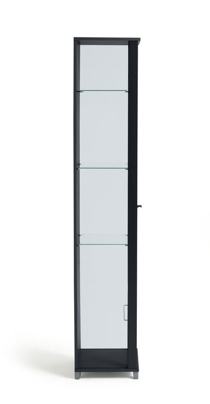 Home 4 Shelf 1 Door Display Cabinet - Black | Minimalist Interior Look