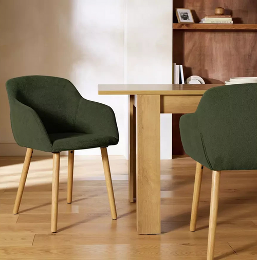 Home Alarik Pair of Fabric Dining Chairs Green | Upholstered Dining Seating