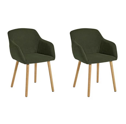 Home Alarik Pair of Fabric Dining Chairs Green | Upholstered Dining Seating