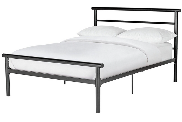 Home Avalon Double Metal Bed Frame - Black | Sturdy Durable 4FT6 Bed Frame