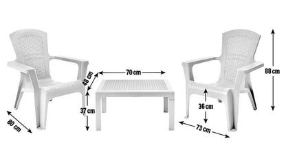 Home Baltimore 2 Seater Plastic Garden Bistro Set | Outdoor Patio Table & Chairs