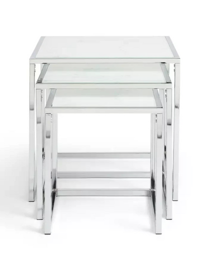 Home Boutique Nest of 3 Tables Marble Effect | Living Room Side Tables Set