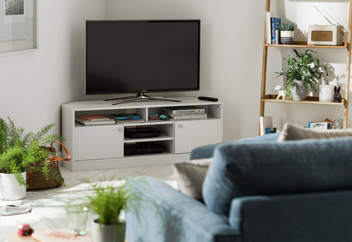 Home Corners 2 Door TV Unit - White | TV Stand with Storage