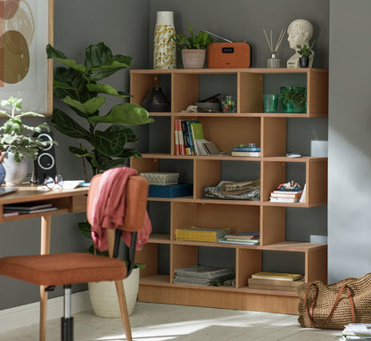Home Cube Wide Shelving Unit - Oak Effect