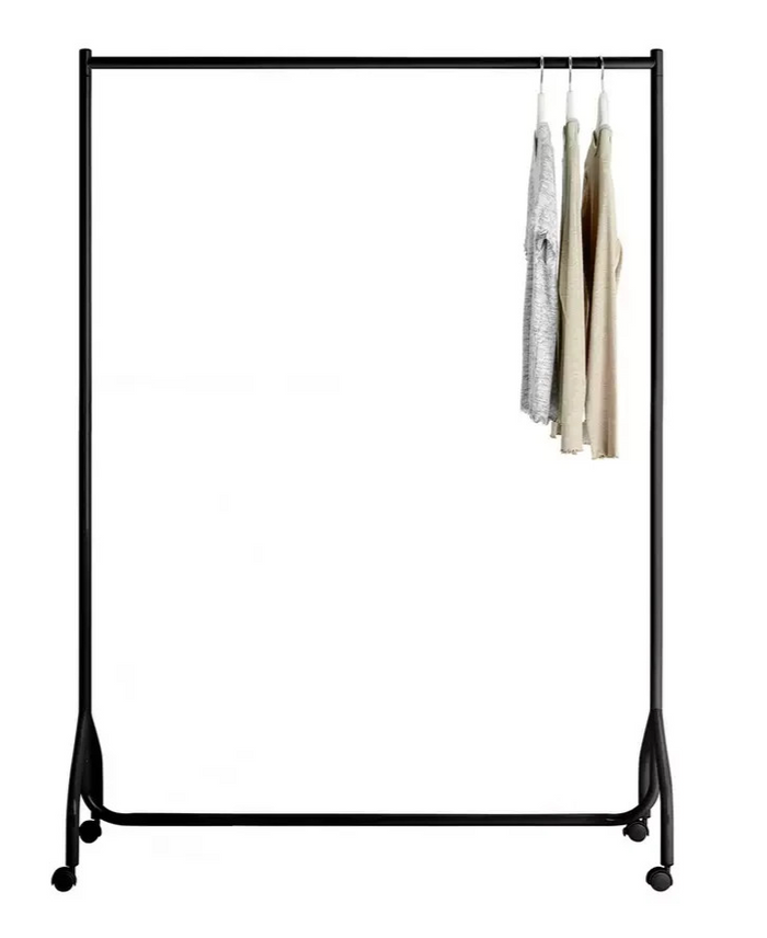 Home Heavy Duty Single 4 Feet Clothes Rail Black | Garment Hanging Rail Clothes