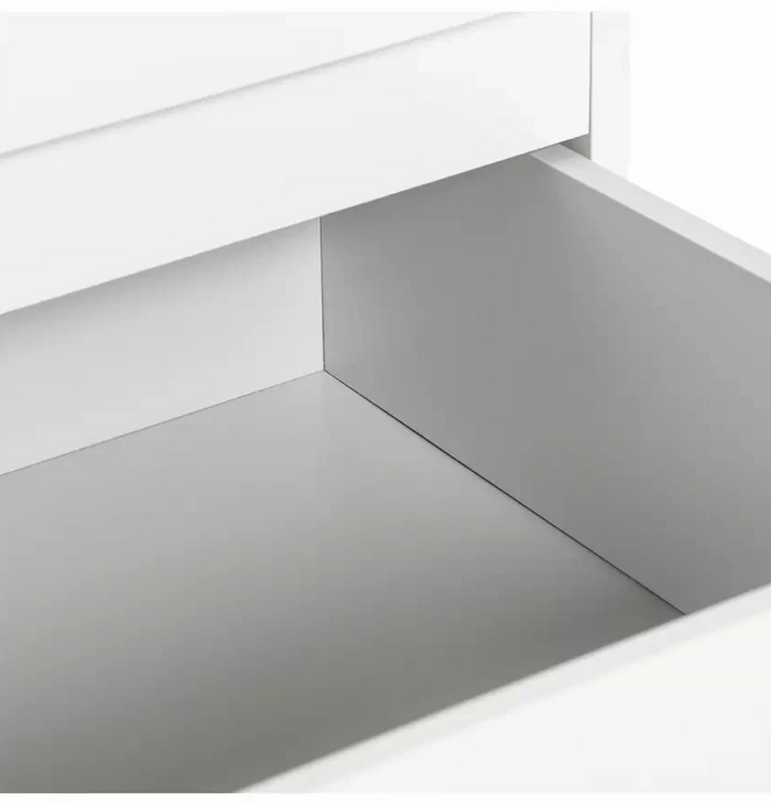 Home Jenson 2 Drawer Bedside Table - White Gloss | Bedroom Storage Nightstand
