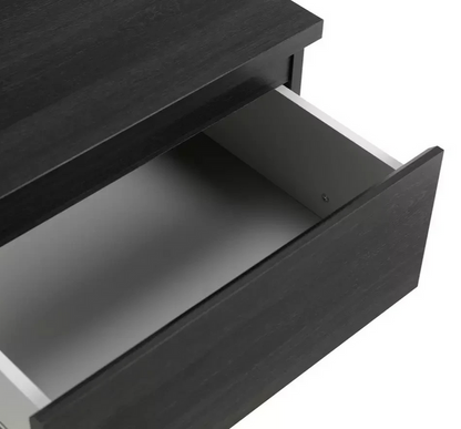 Home Jenson 2 Drawer Bedside Table Black Oak Effect | Bedroom Storage Nightstand