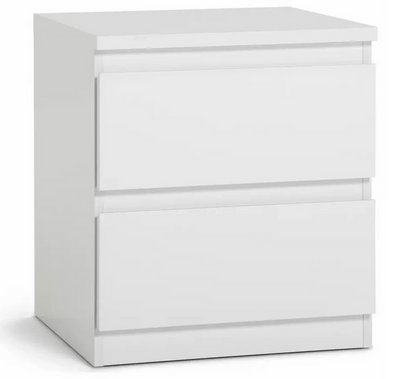 Home Jenson 2 Drawer Bedside Table Matte White | Bedroom Storage Nightstand Unit