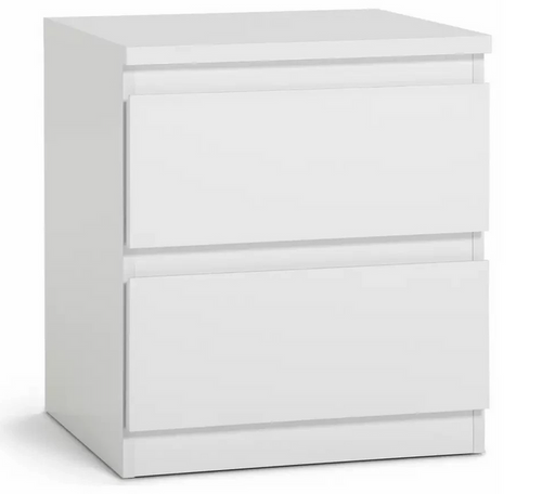 Home Jenson 2 Drawer Bedside Table Matte White | Bedroom Storage Nightstand Unit