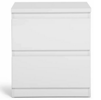 Home Jenson 2 Drawer Bedside Table Matte White | Bedroom Storage Nightstand Unit