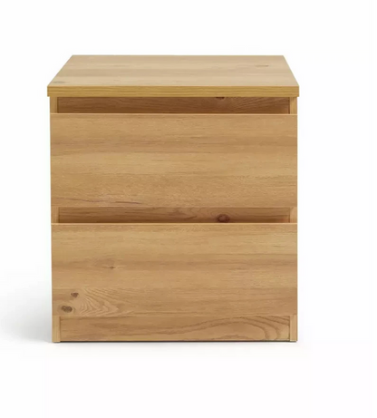 Home Jenson 2 Drawer Bedside Table Oak Effect | Bedroom Storage Nightstand Unit