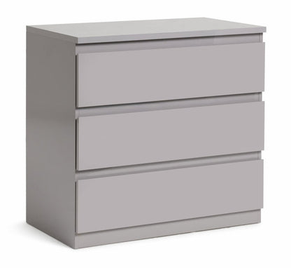 Home Jenson 3 Drawer Chest - Grey Gloss | Organizer Bedroom Furniture