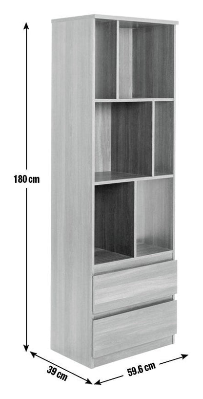 Home Jenson Narrow Bookcase - White Gloss | Slim Home Storage