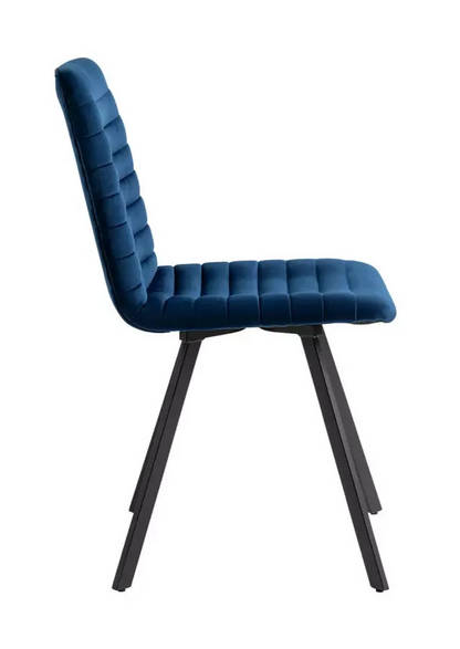 Home Keaton Pair of Velvet Dining Chairs Dark Blue | Modern Dining Chair Set