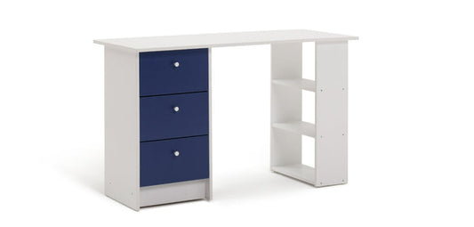Home Kids Malibu 3 Drawers Desk - Blue & White | Kids desk with storage