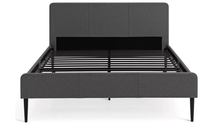 Home Kristopher Small Double Fabric Bed Frame Charcoal | Modern Bedroom