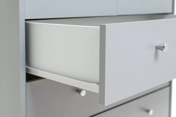 Home Malibu 7 Drawer Chest - Grey|Bedroom Storage Unit for Clothes & Accessories