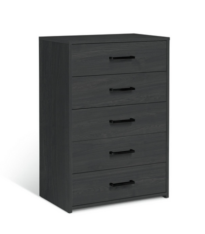 Home Oslo 5 Drawer Chest Black Oak Effect | Modern Furniture Storage Dresser