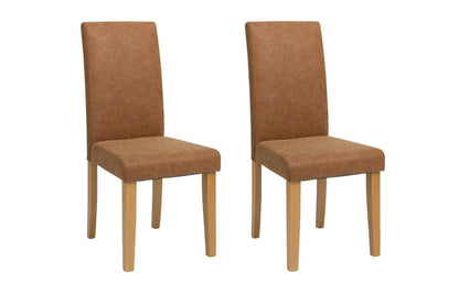 Home Pair of Faux Leather Dining Chair - Tan | Comfy and relaxed dinning chairs