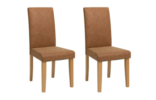 Home Pair of Faux Leather Dining Chair - Tan | Comfy and relaxed dinning chairs