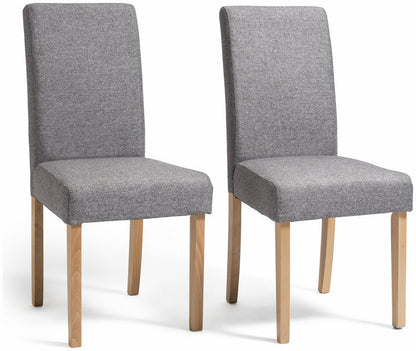 Home Pair of Tweed Fabric Dining Chairs - Grey | Textured Upholstered Comfort