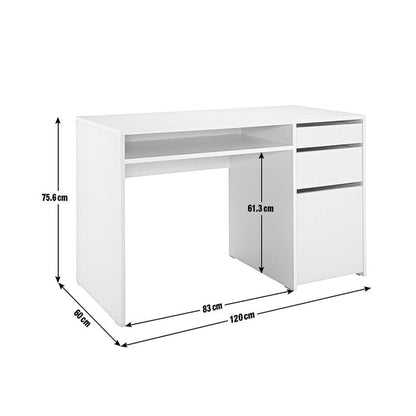 Home Pepper 2 Drawer Large Office Desk - Grey | Modern Computer Workstation