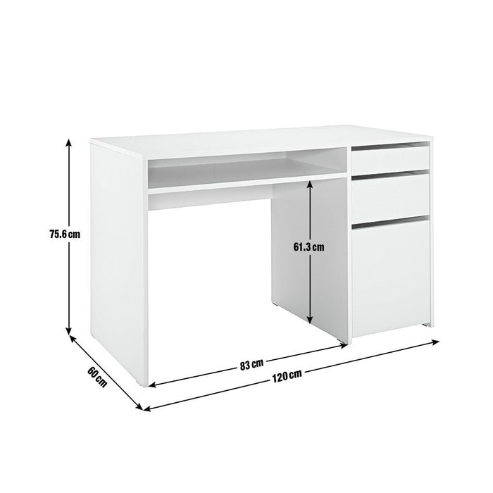Home Pepper 2 Drawer Pedestal Office Desk - White | Modern Computer Workstation