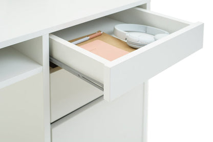 Home Pepper 2 Drawer Pedestal Office Desk - White | Modern Computer Workstation