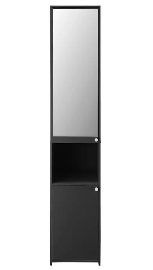 Home Prime Mirrored Bathroom Tallboy Black | Freestanding Bathroom Storage Unit
