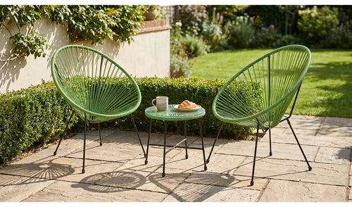 Home Serenity 2 Seater Metal Garden Bistro Set Green | Outdoor Patio Furniture
