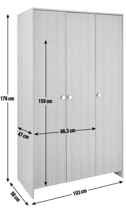 Home Seville 3 Door Wardrobe - Oak Effect | Warm Wood Look
