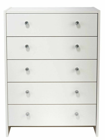 Home Seville 5 Drawer Chest - White (B Grade)