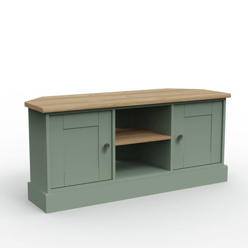 Home Winchester 2 Door Corner TV Unit - Green | Stylish Media Storage